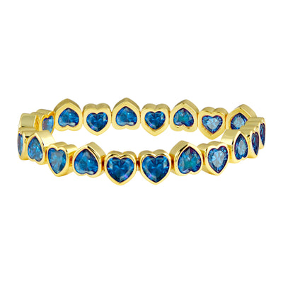 Aqua Blue Stretchy Bezel Heart Bracelet