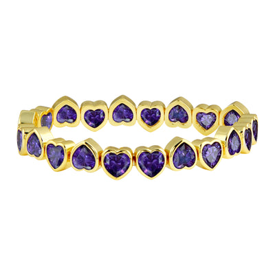 Purple Stretchy Bezel Heart Bracelet