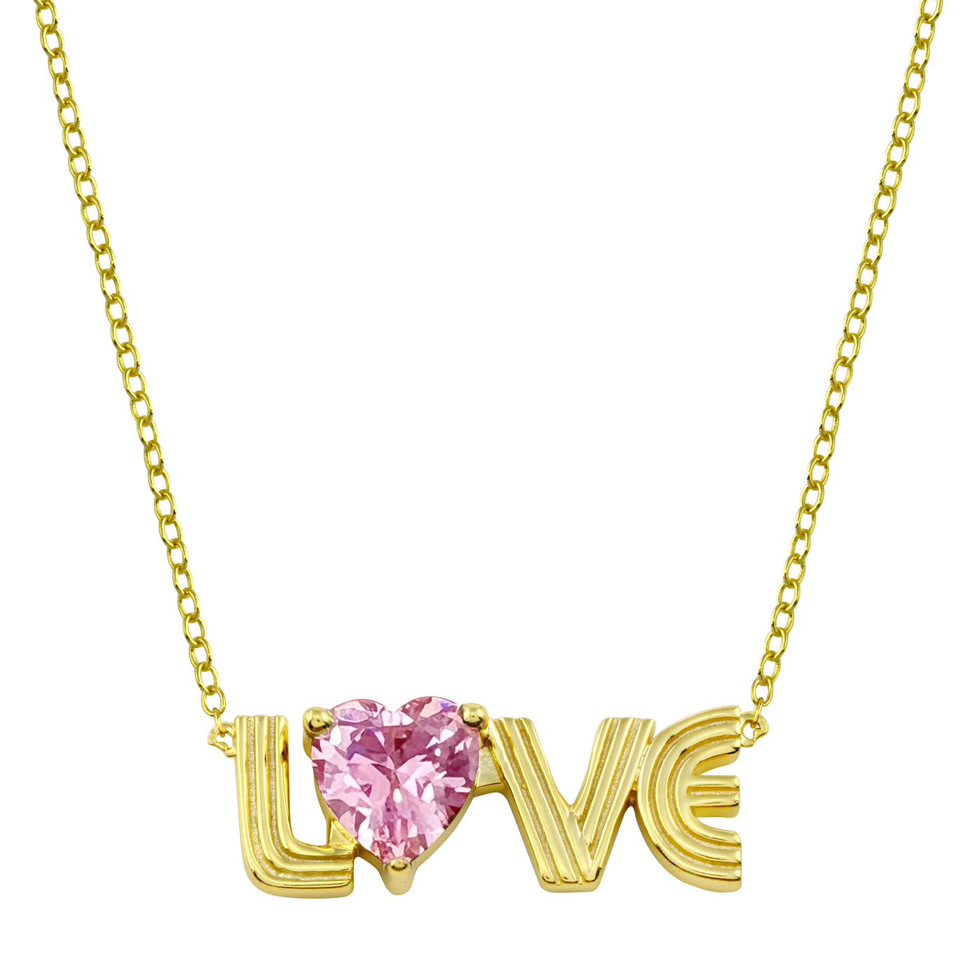 Fluted Pink LOVE Necklace