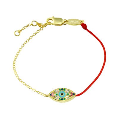Rainbow Evil Eye Red String Bracelet