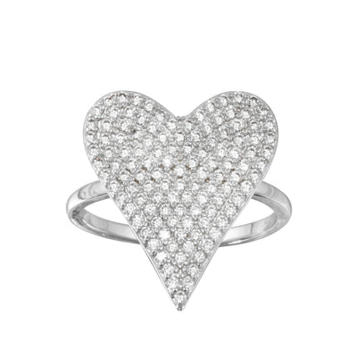 Open Pave Heart Ring