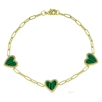 Paperclip Heart Stone Bracelet