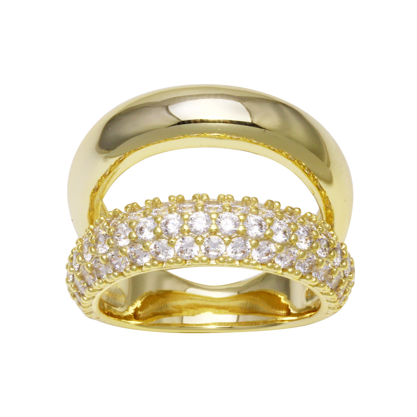 Double Solid and Pave Ring