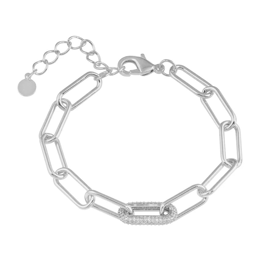 Paperclip Pave Link Bracelet