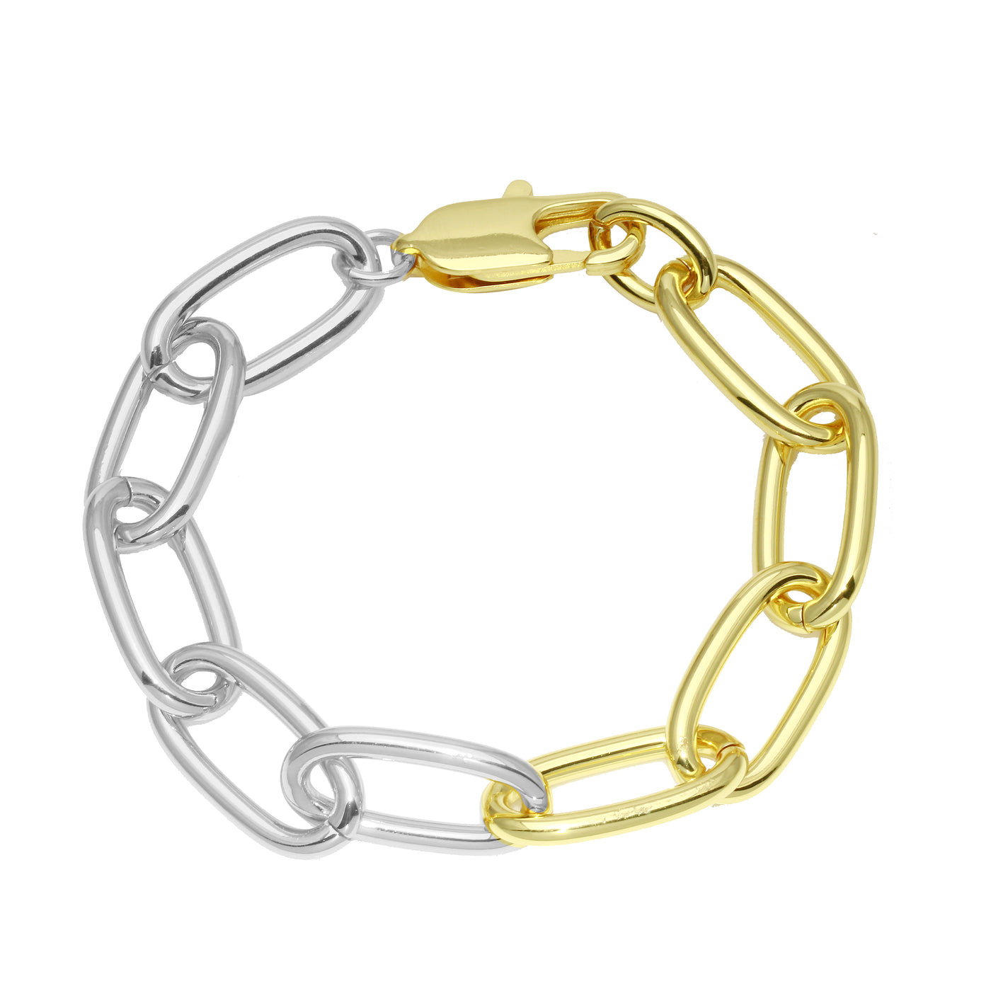 Chunky Two Tone Link Round Chain Bracelet