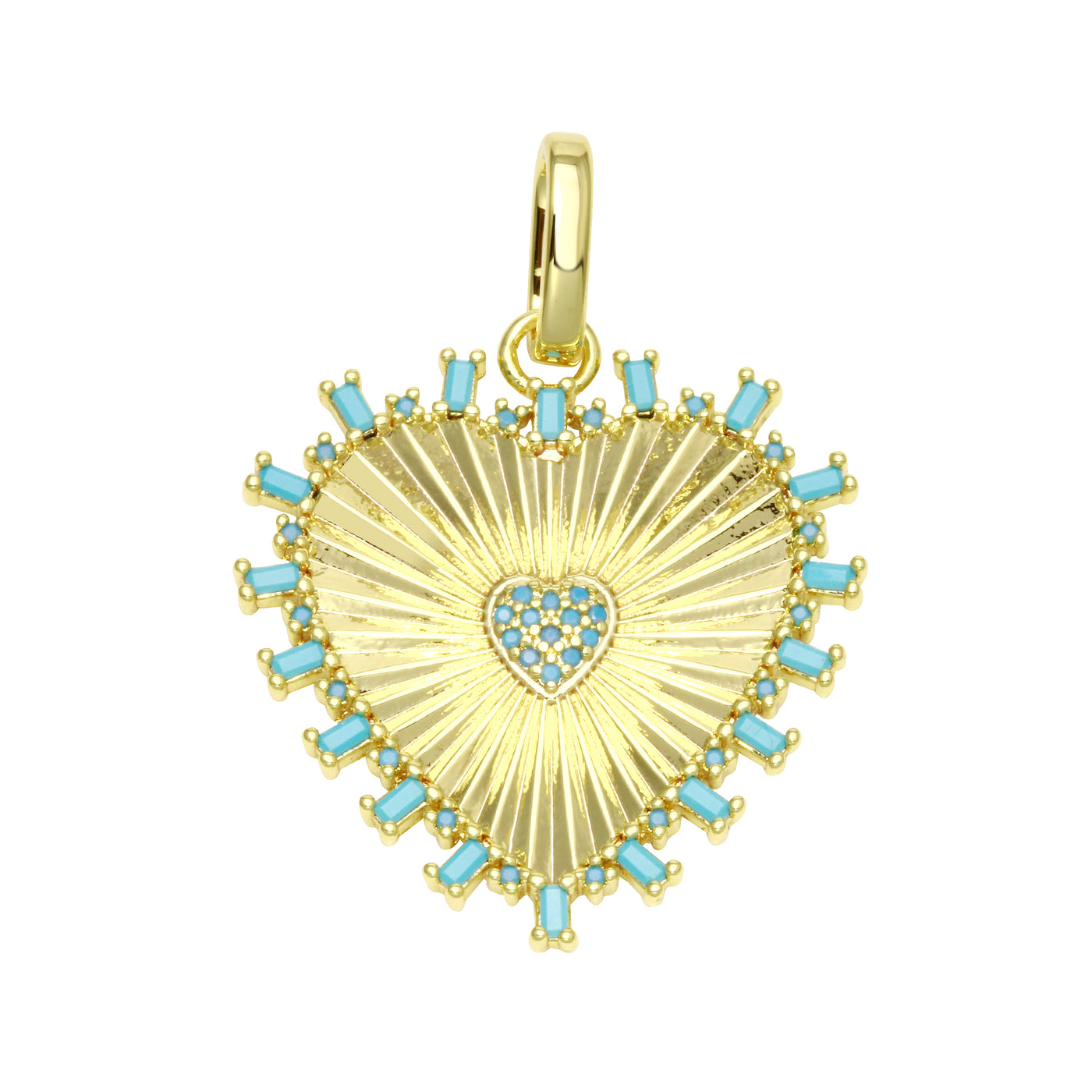 Turquoise Fluted Heart Charm