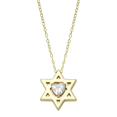 Diamond Heart Star of David Necklace