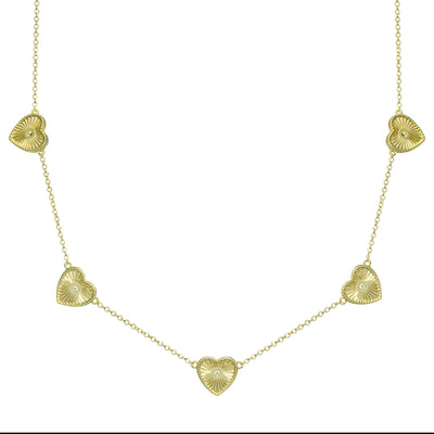 Multi Fluted Heart Necklace
