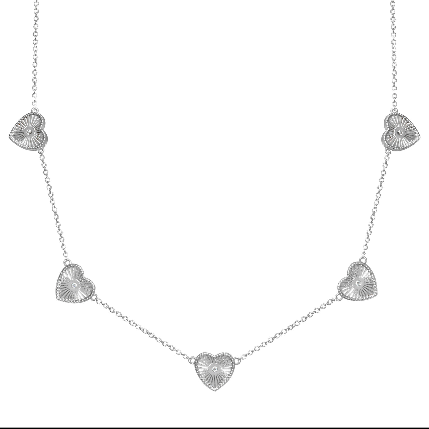 Multi Fluted Heart Necklace