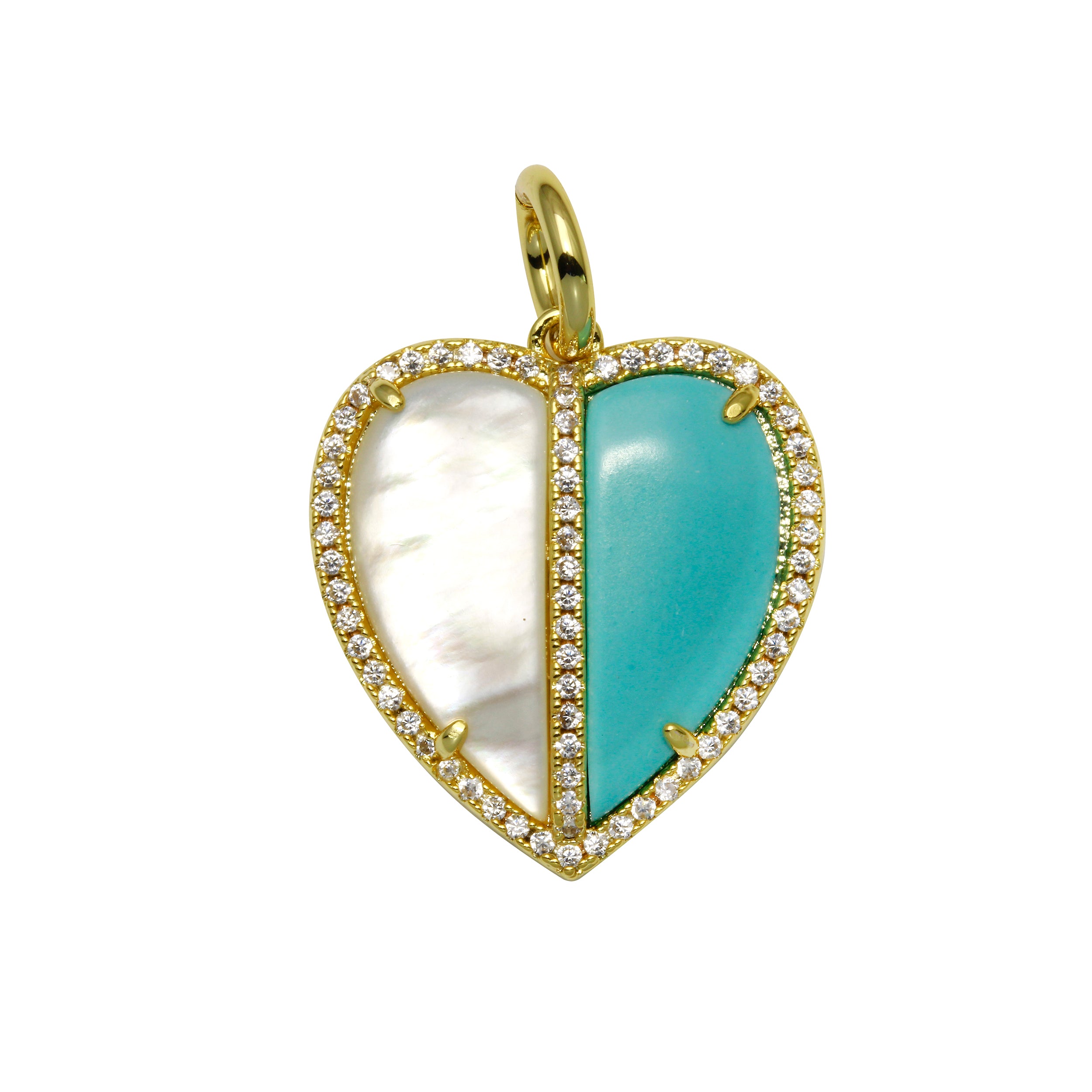 Double Color Stone Heart Charm