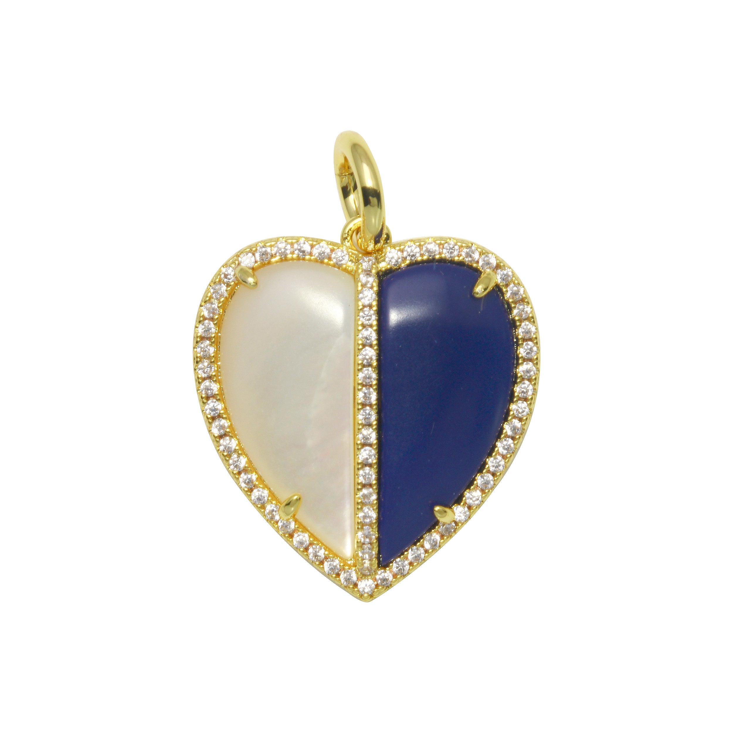 Double Color Stone Heart Charm