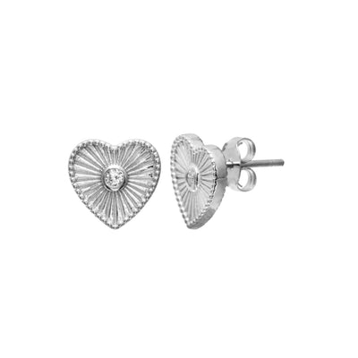 Fluted Heart Stud