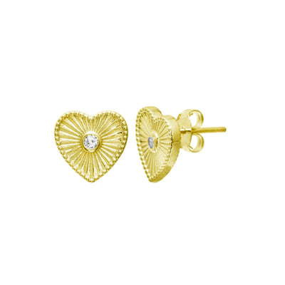 Fluted Heart Stud