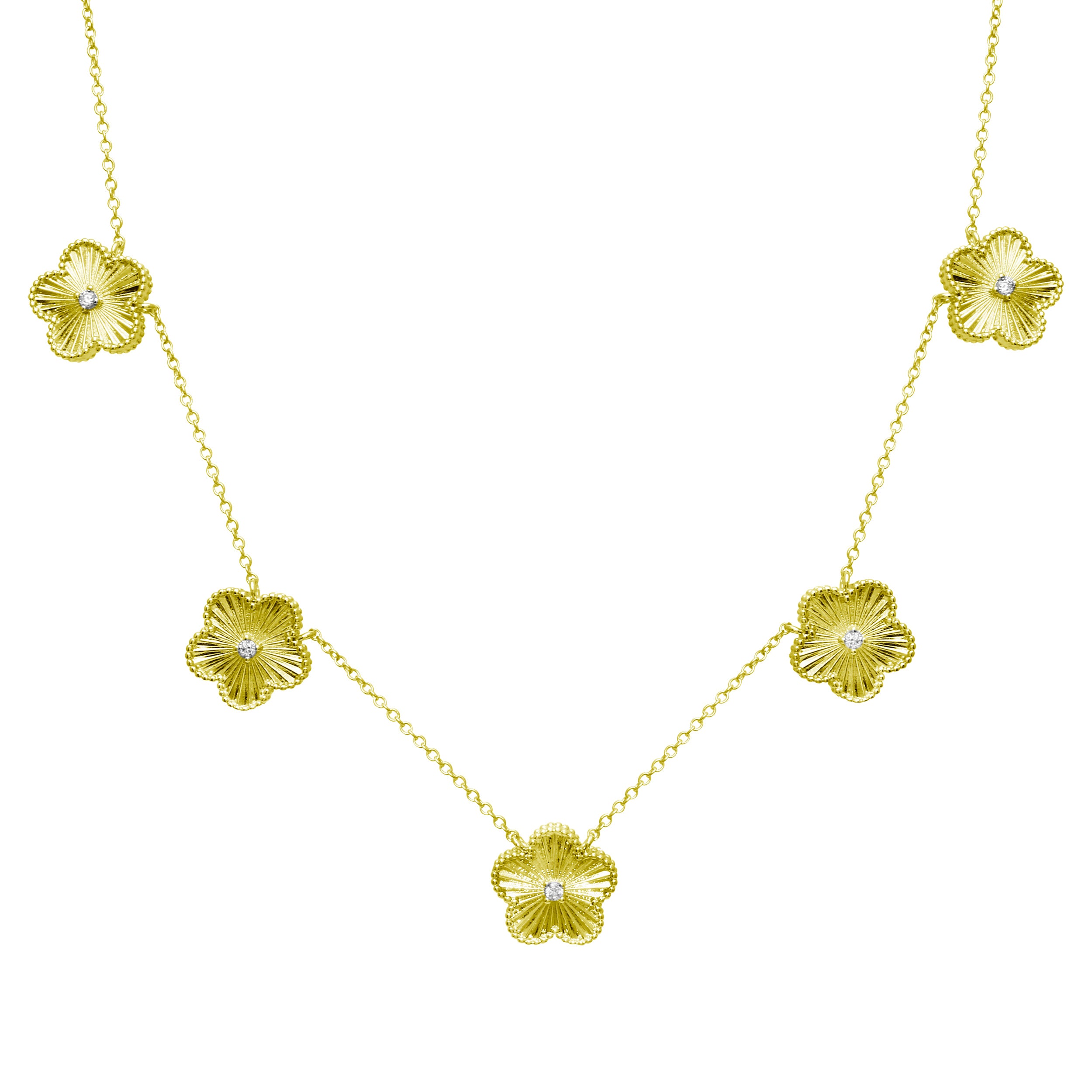Multi Fluted Flower Necklace