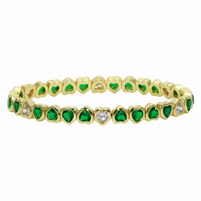 Mini Green Stretchy Bezel Heart Bracelet