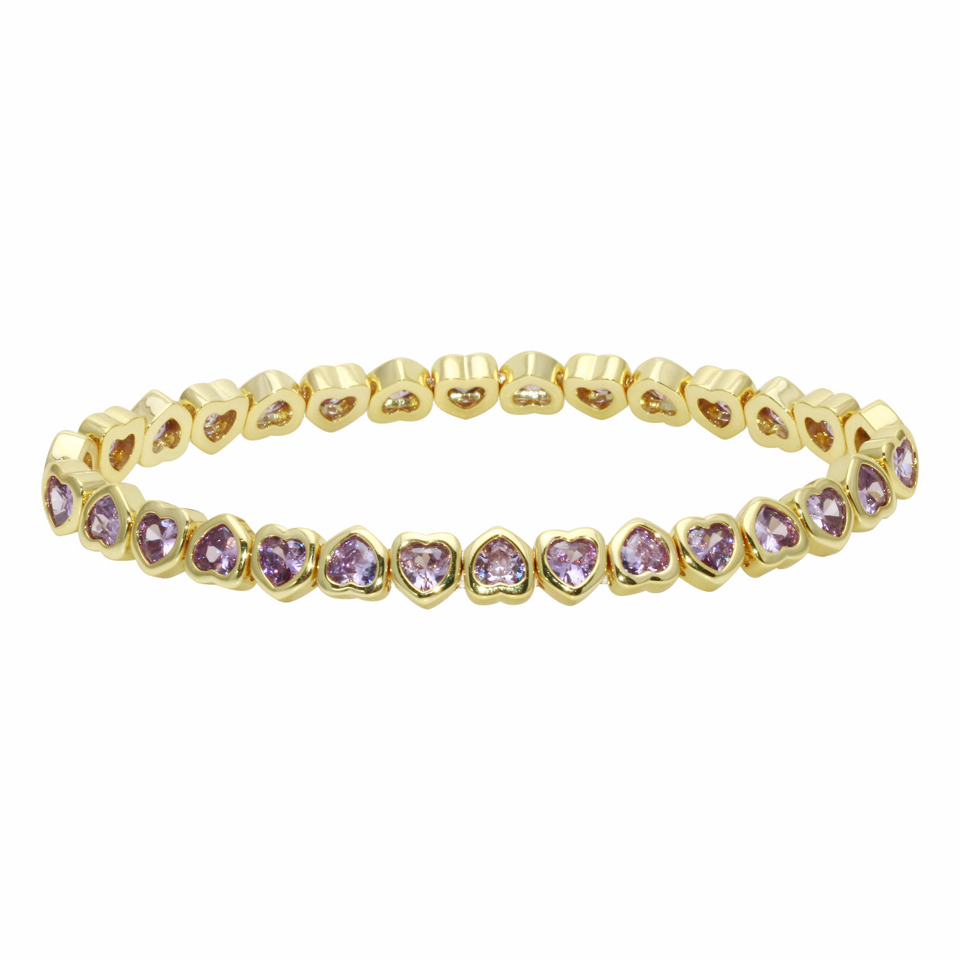 Mini Purple Stretchy Bezel Heart Bracelet