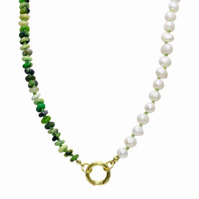 Half Green Pukka Pearl Necklace