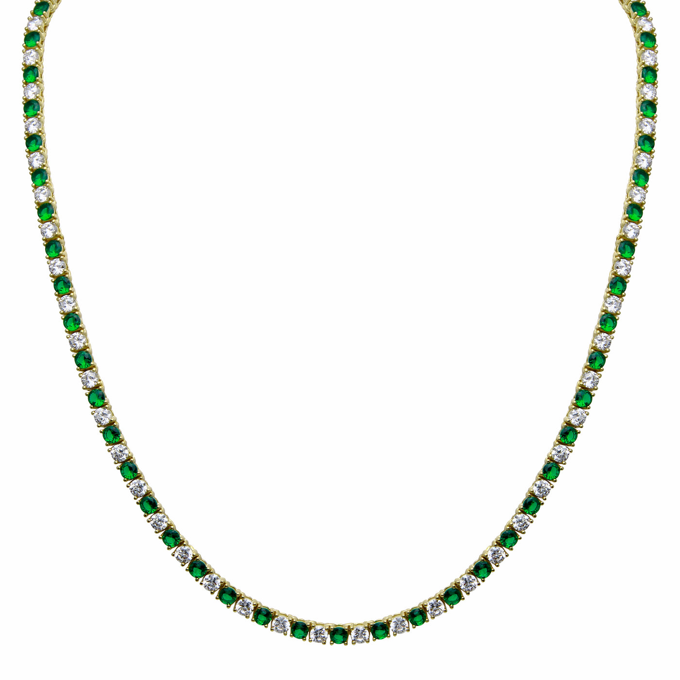 Emerald Diamond Tennis Necklace