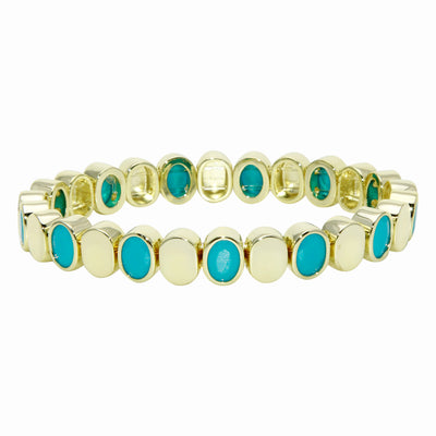 Turquoise Oval Stretchy Bracelet