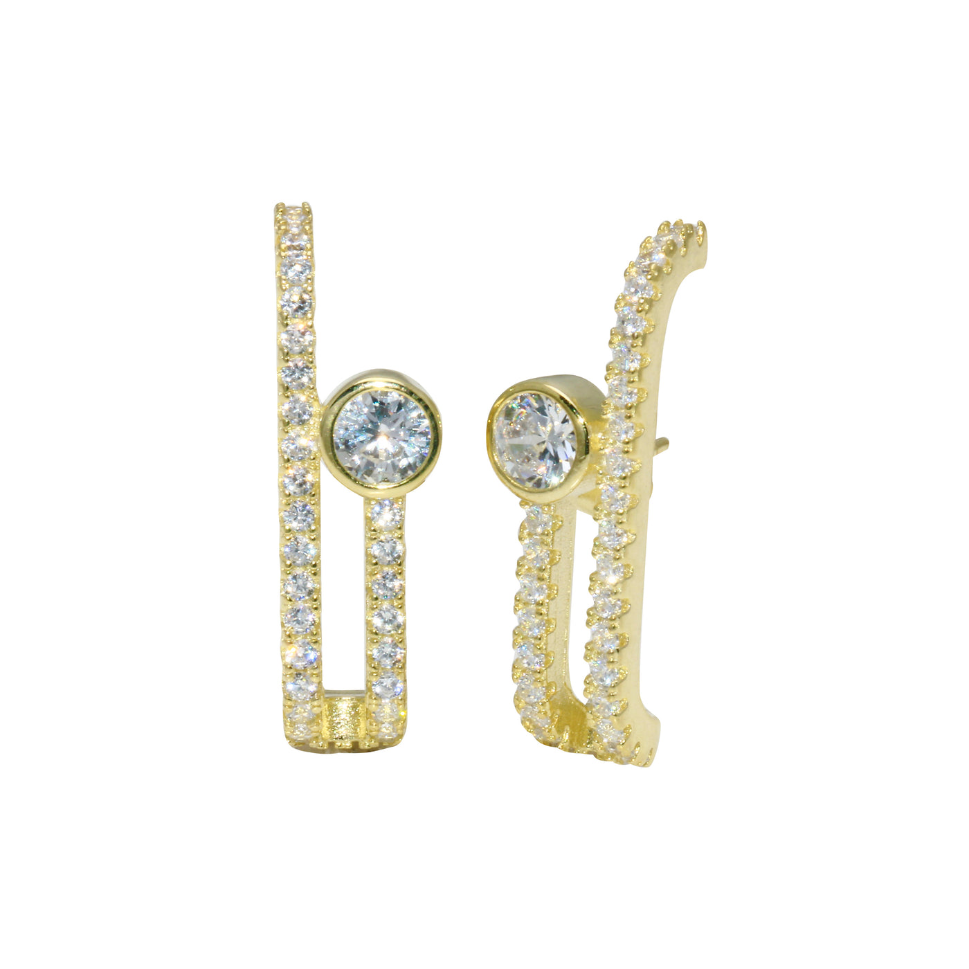 Double Row Bezel Suspender Earrings