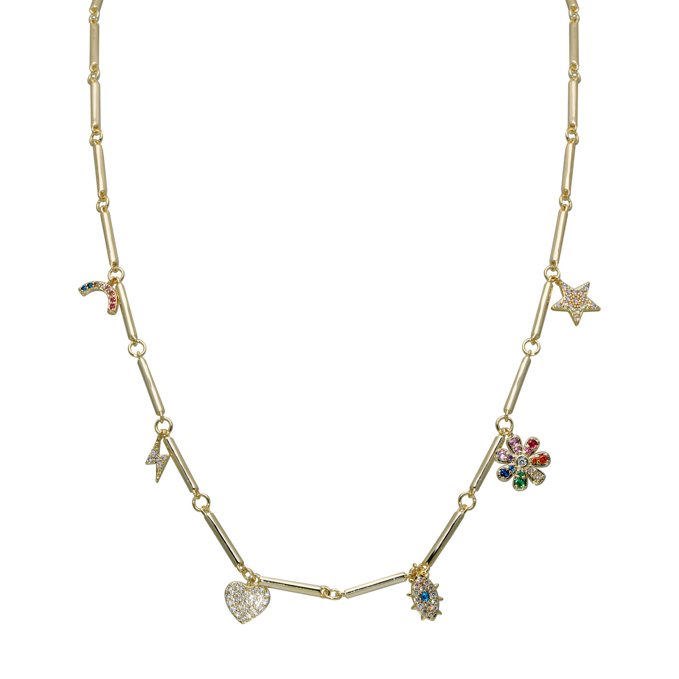 Multi Charm Bar Necklace