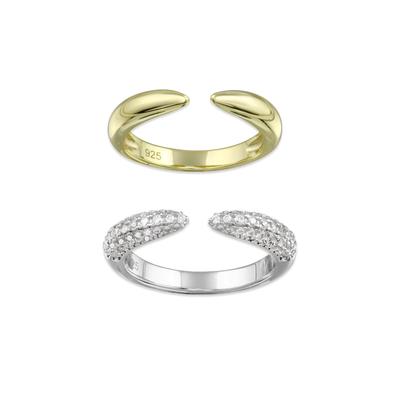 Solid Claw Ring + Full Pave Claw Ring
