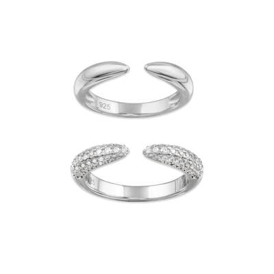 Solid Claw Ring + Full Pave Claw Ring