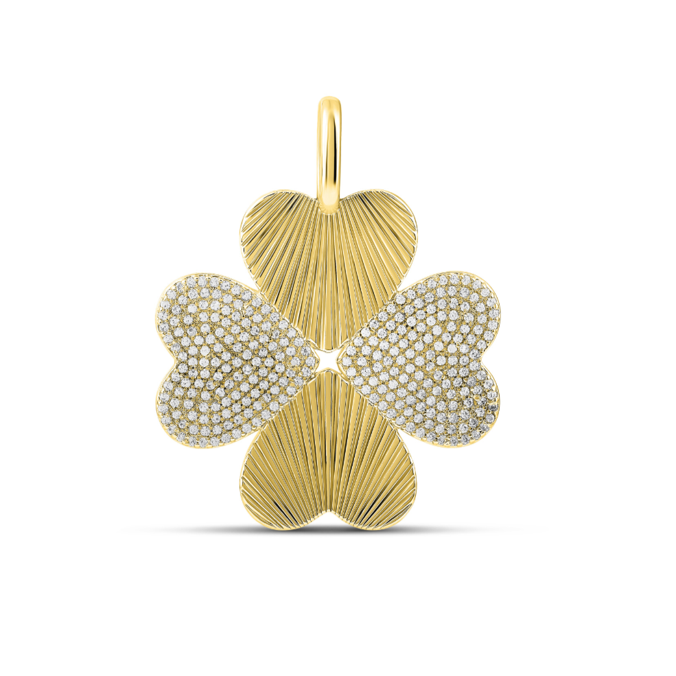 Fluted Heart Clover Charm