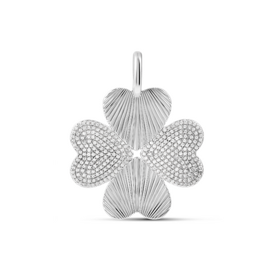 Fluted Heart Clover Charm