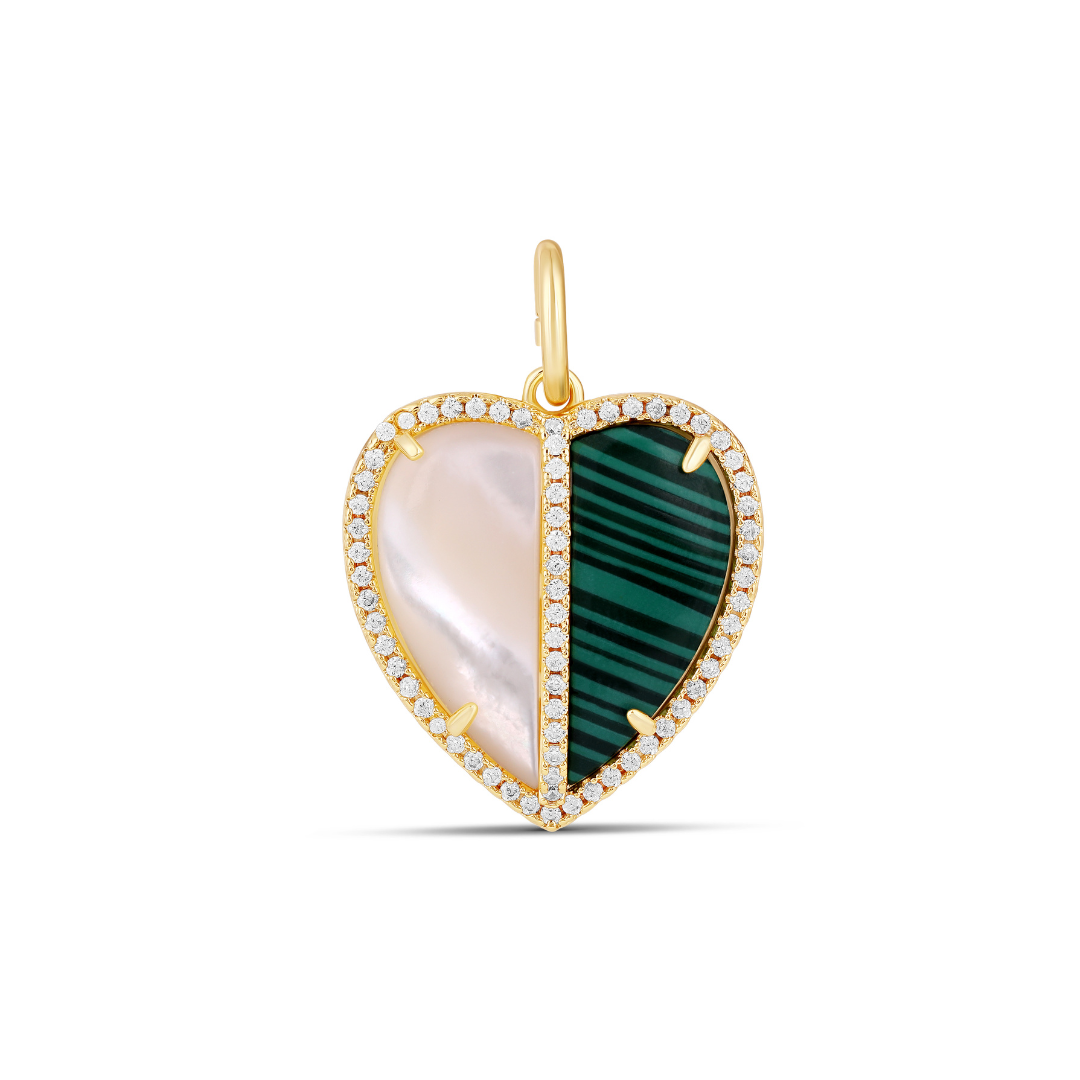Double Color Stone Heart Charm