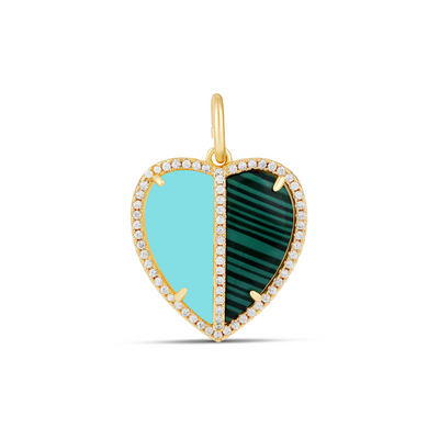 Double Color Stone Heart Charm