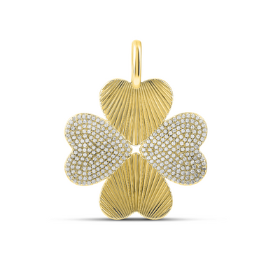 Fluted Heart Clover Charm
