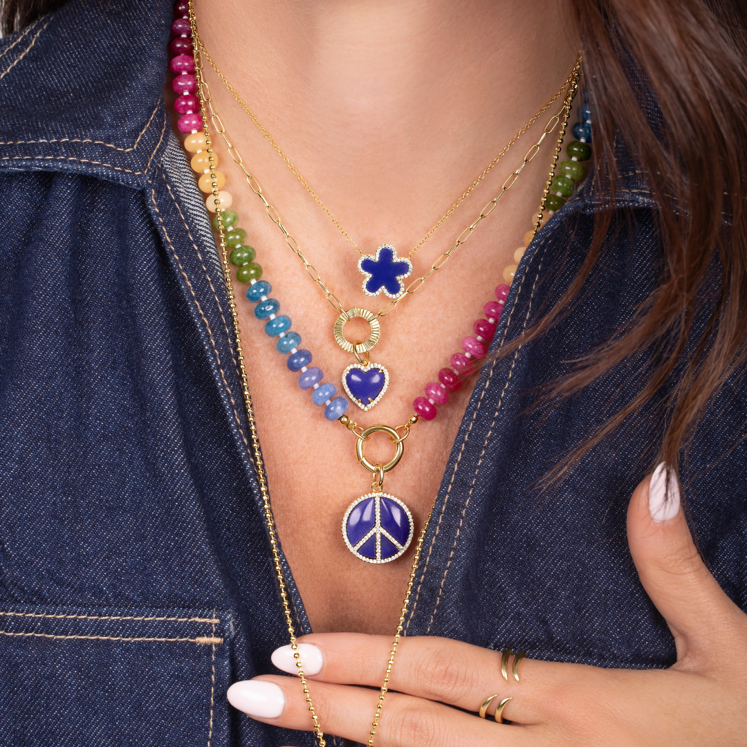 Stone Beaded  Push Clasp Necklace