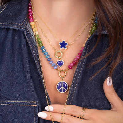 Stone Beaded  Push Clasp Necklace