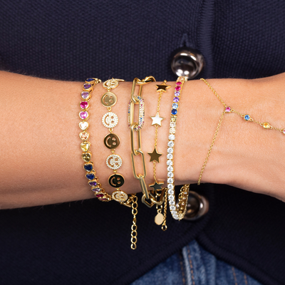 Stone & Solid Star Bracelet