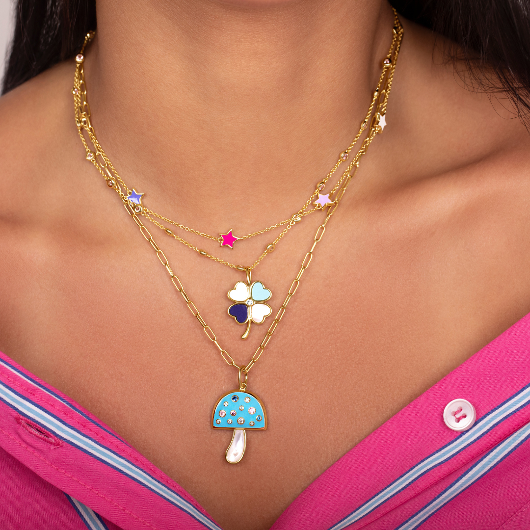 Enamel Multi Star Necklace