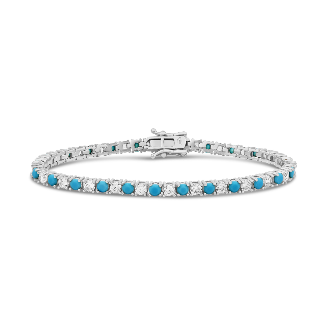 Diamond Turquoise Tennis Bracelet