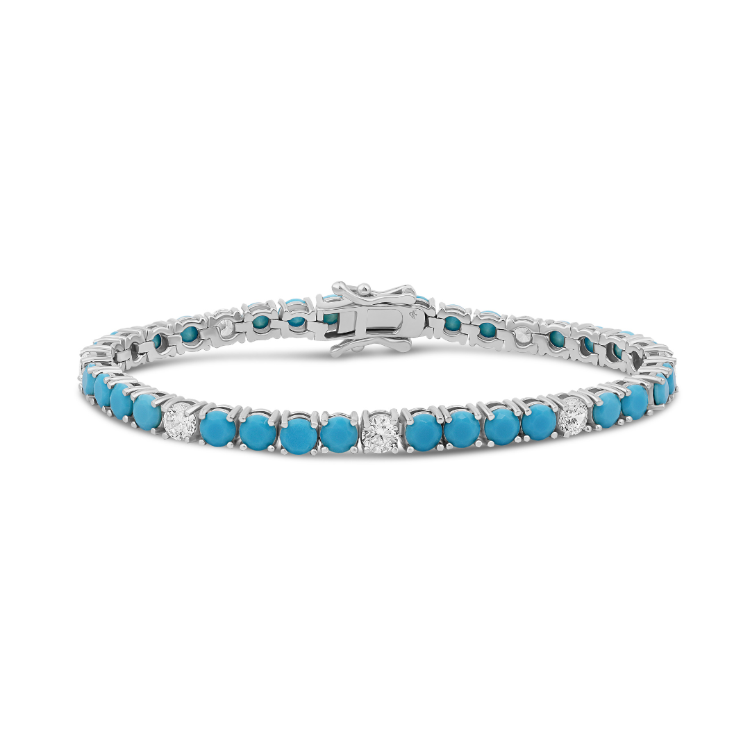 4 MM Diamond Turquoise Tennis Bracelet