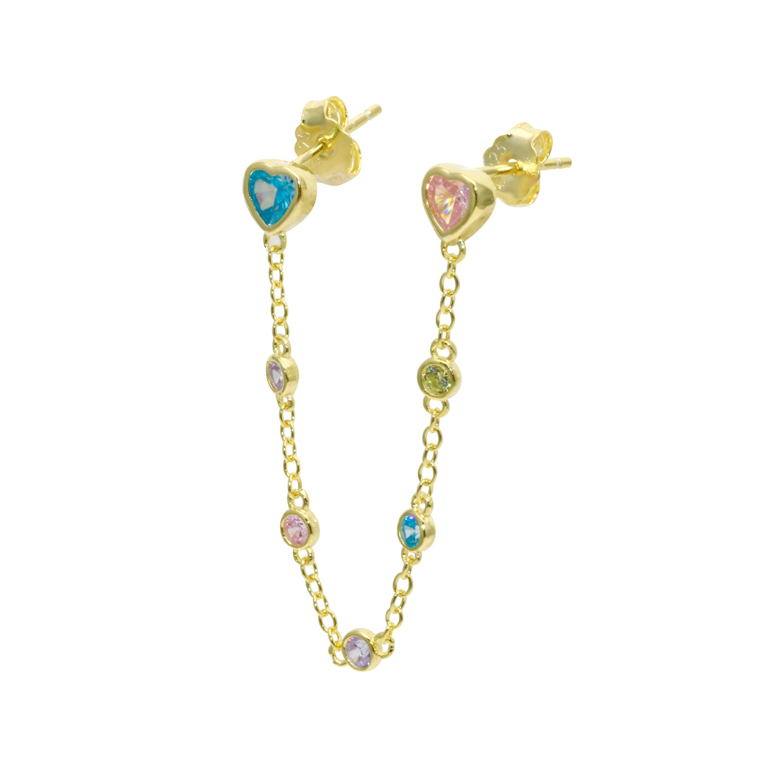 Pastel Heart Chain Earring (SINGLE)