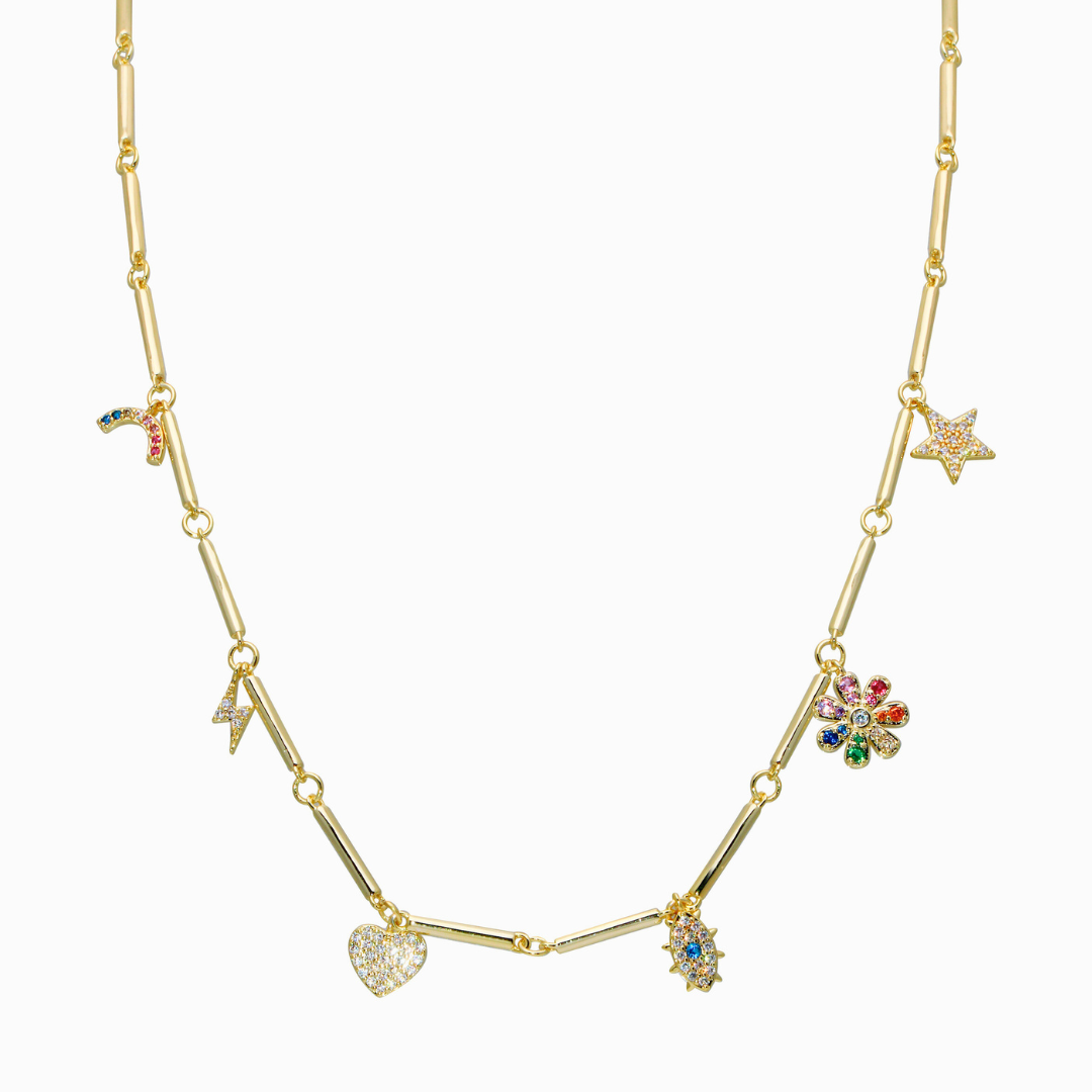 Multi Charm Bar Necklace