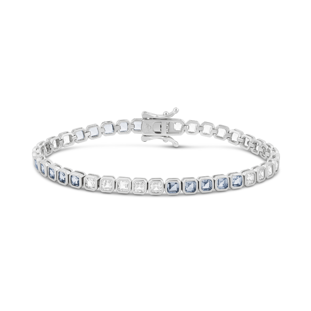 Color Bezel Square Tennis Bracelet