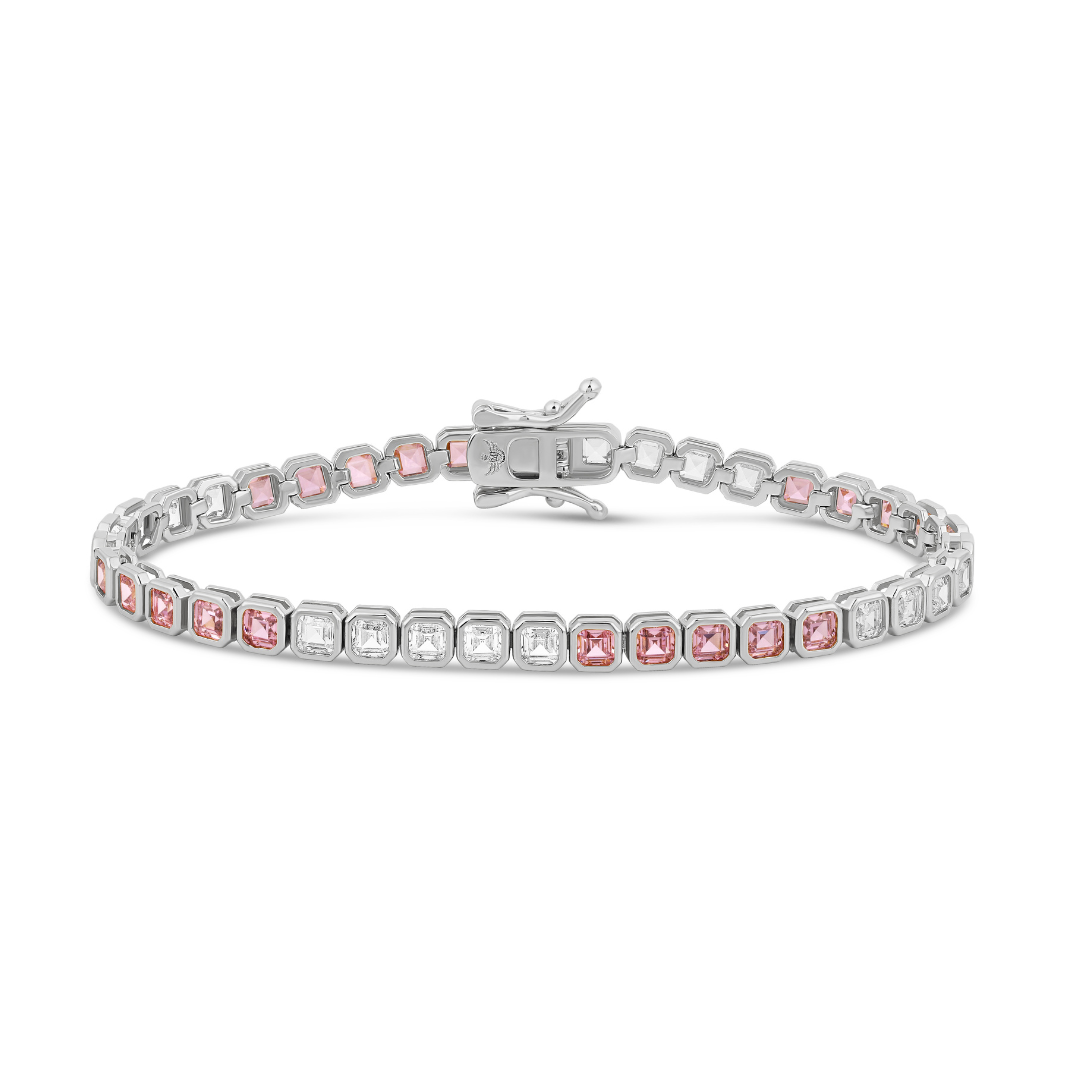 Color Bezel Square Tennis Bracelet