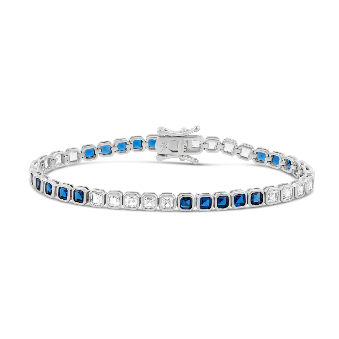 Color Bezel Square Tennis Bracelet