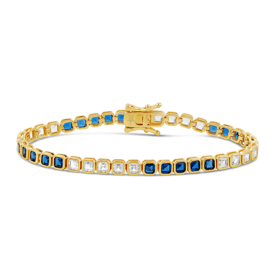 Color Bezel Square Tennis Bracelet