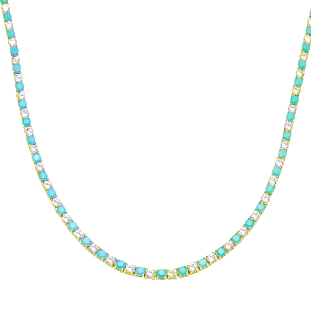 Turquoise Diamond Tennis Necklace