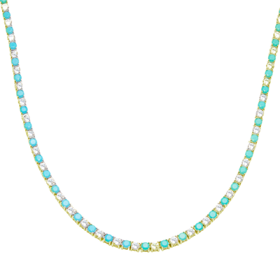 Diamond Turquoise Tennis Necklace