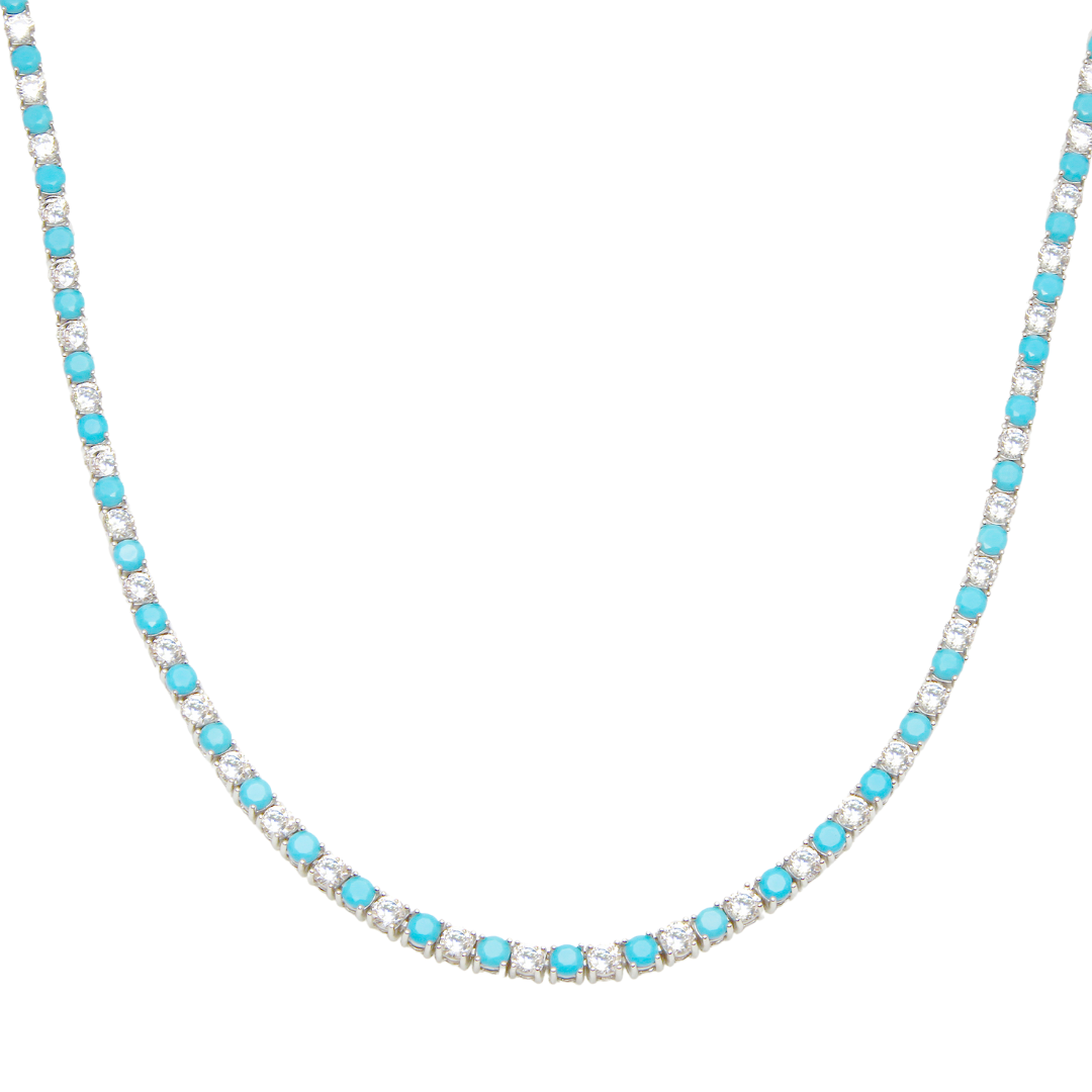 Diamond Turquoise Tennis Necklace