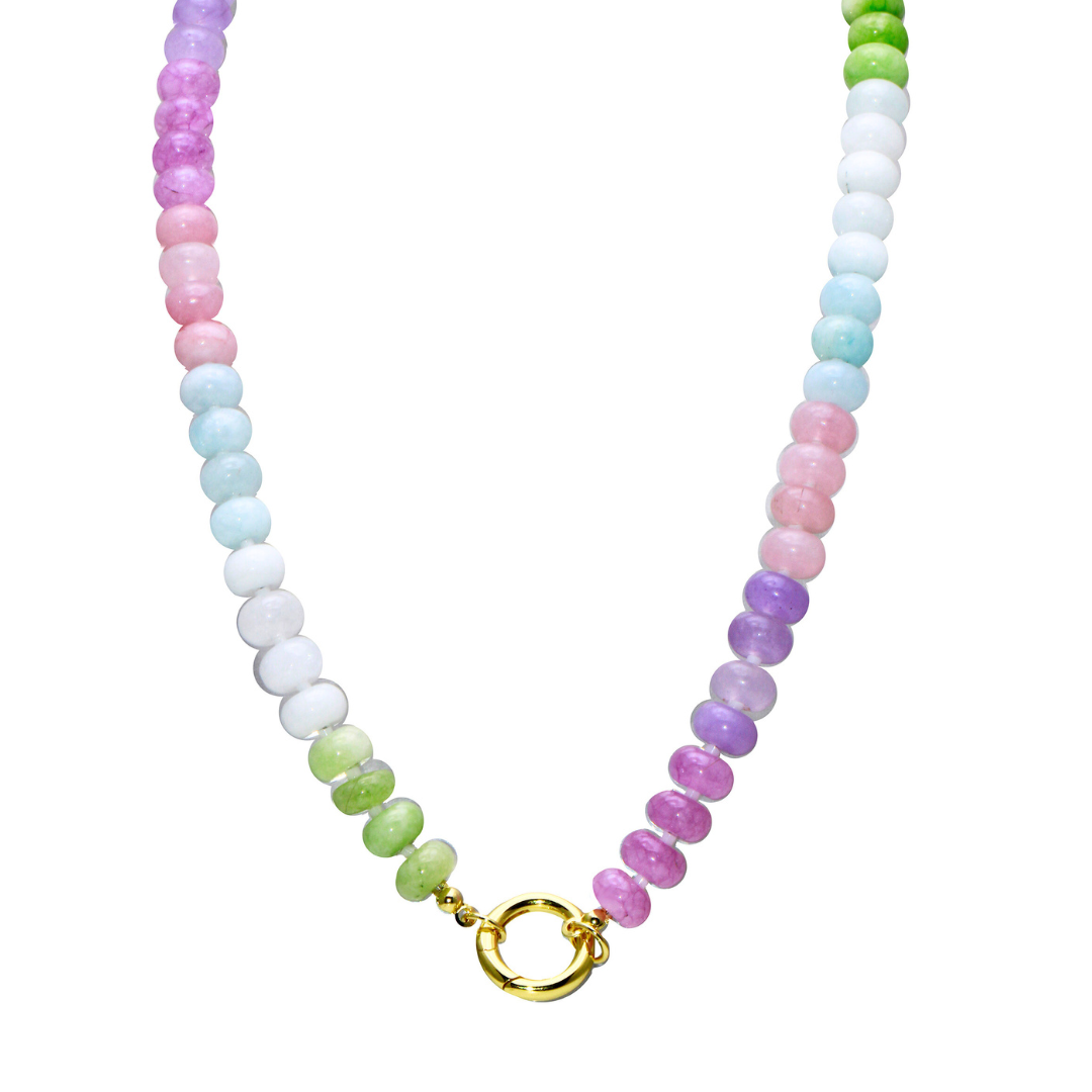 Pastel Stone Beaded Push Clasp Necklace