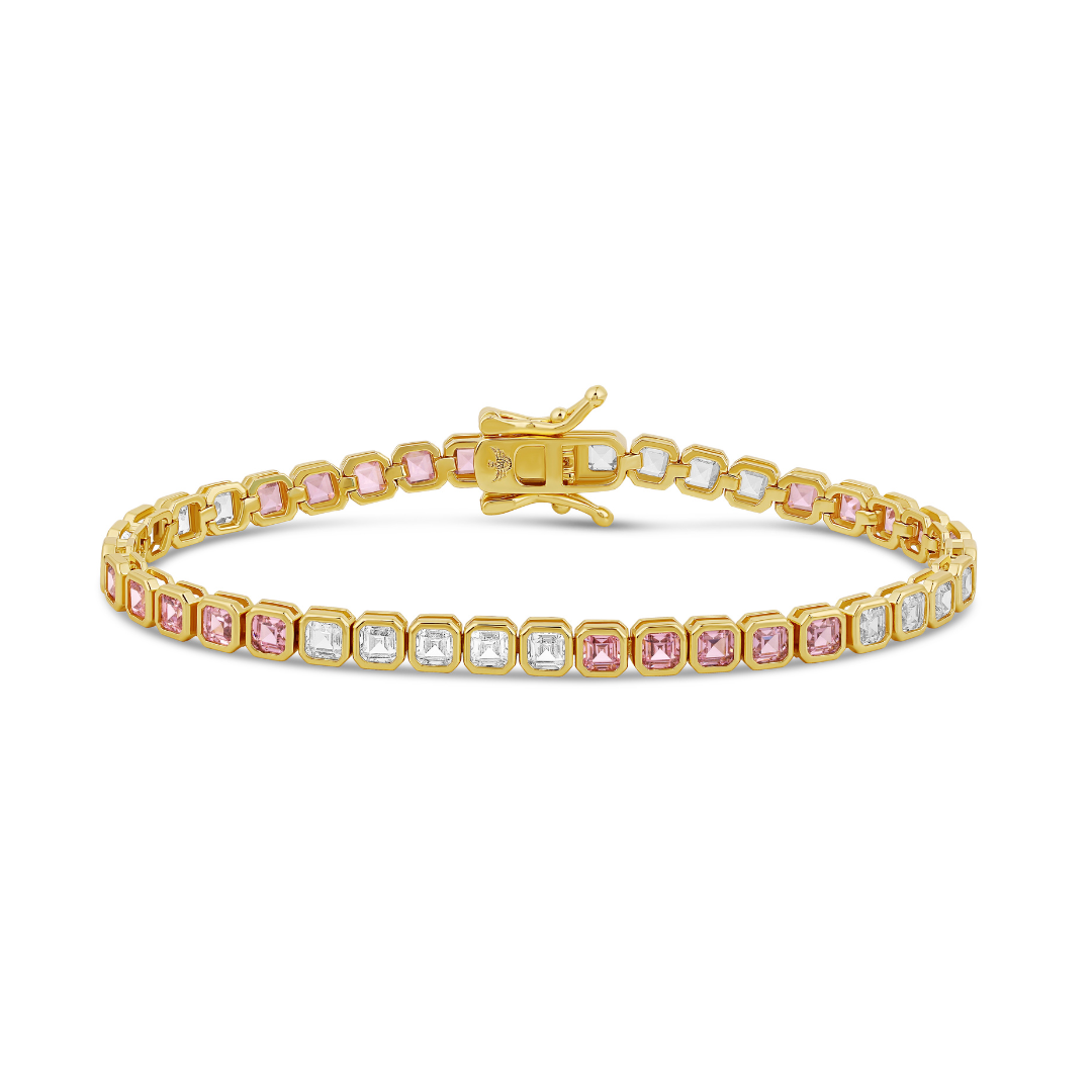 Color Bezel Square Tennis Bracelet