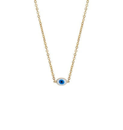 14k Tiny Enamel Eye Necklace